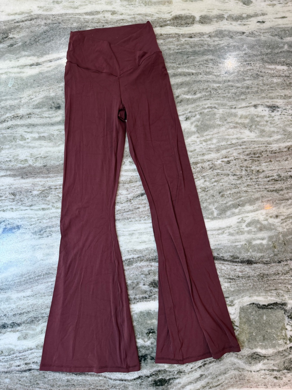 Aerie Real Me Maroon Flared Cross-Waist Leggings